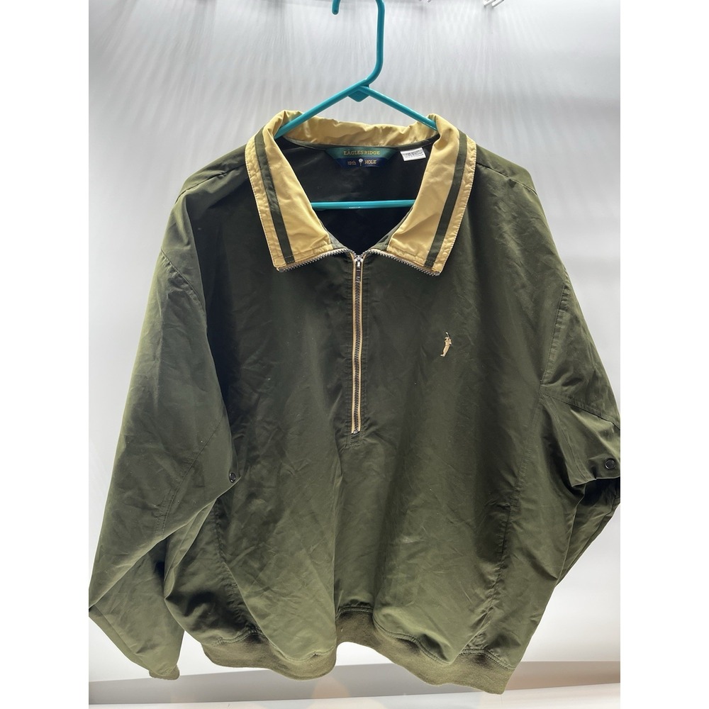 Vintage Eagles Ridge‎ 19th Hole Golf Pullover Jacket Green Windbreaker 2XL
